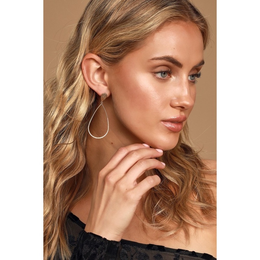 Lulus Glisten And Gleam Gold Teardrop Earrings